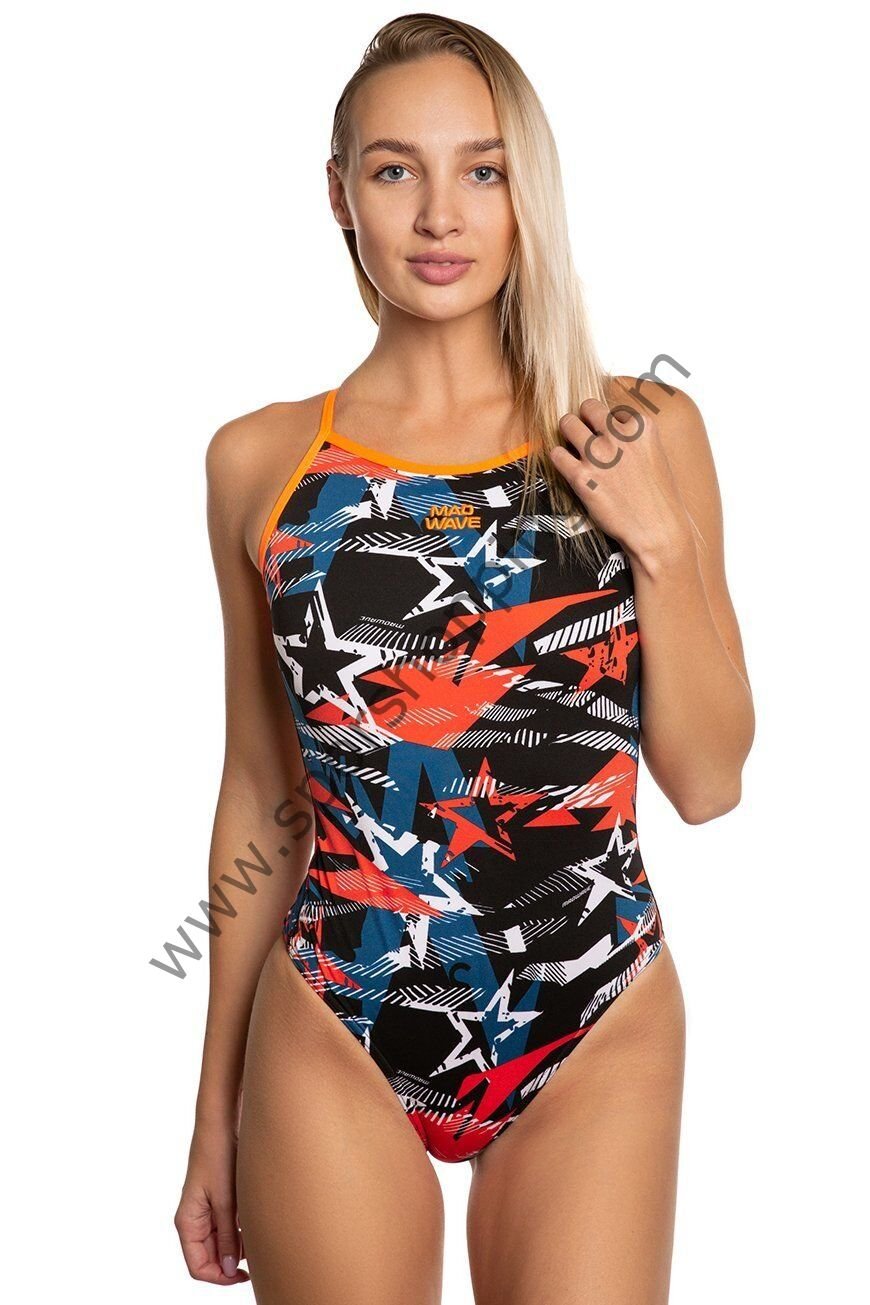 Mad Wave Kadın Mayo Star Splash – Renkli Yıldız Desenli Tek Parça Spor Mayo