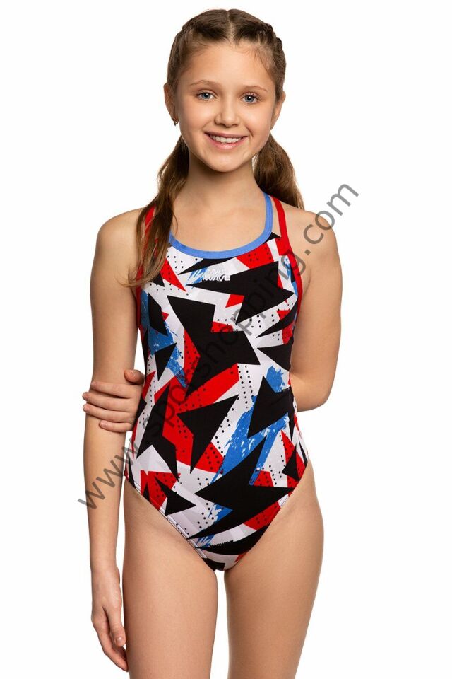 Mad Wave Kız Çocuk Crossback Tek Parça Mayo – Multicolor Star