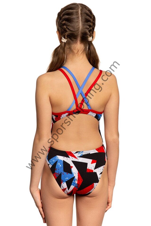 Mad Wave Kız Çocuk Crossback Tek Parça Mayo – Multicolor Star