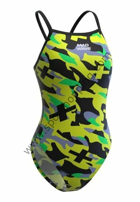 Mad Wave Kız Çocuk Nera Tek Parça Mayo – Sarı Kamuflaj