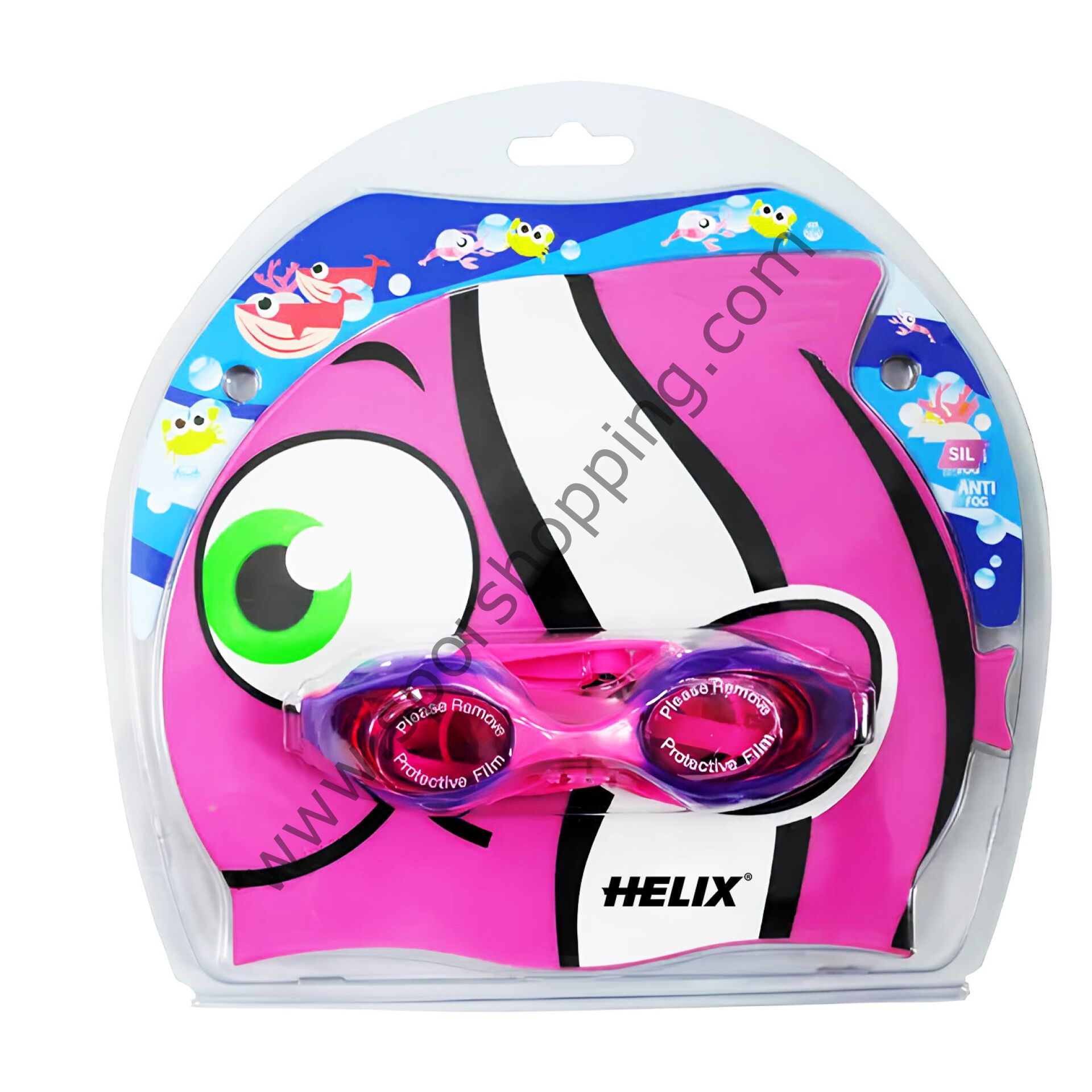 Çocuk Yüzücü Gözlüğü ve Bone Seti Mavi - Pembe