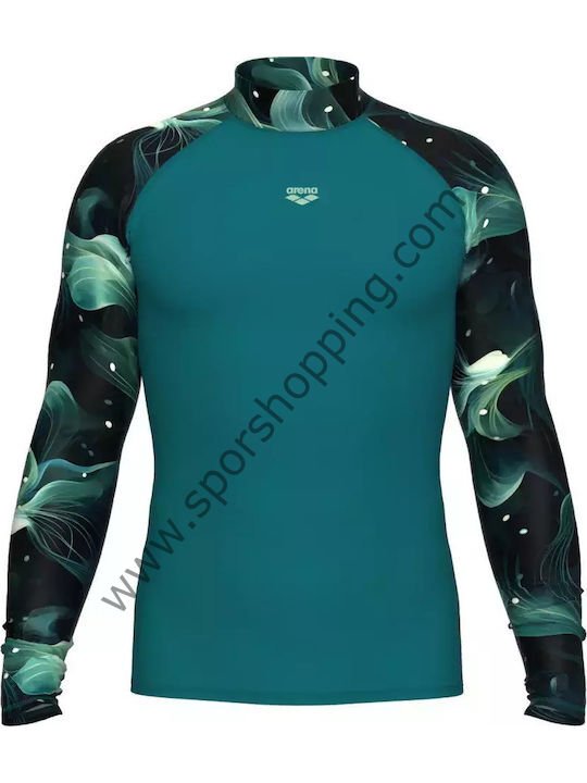 Arena Rash Vest Allover Uzun Kollu Güneş Koruyucu Erkek Üst – Yeşil / Siyah 010041651