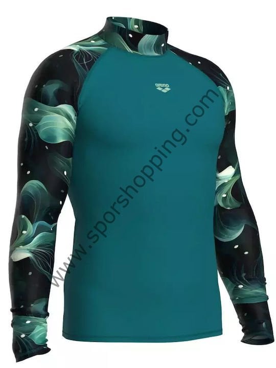 Arena Rash Vest Allover Uzun Kollu Güneş Koruyucu Erkek Üst – Yeşil / Siyah 010041651