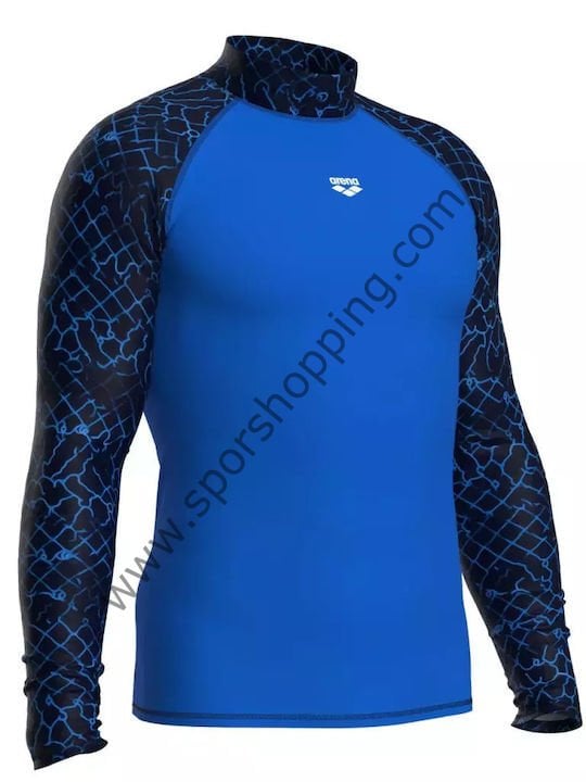Arena Rash Vest Allover Uzun Kollu Güneş Koruyucu Erkek Üst – Mavi / Siyah 010041871