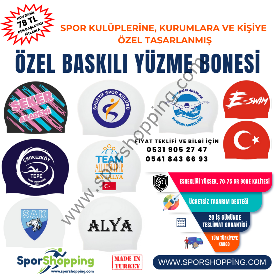 Özel baskılı kulüp bonesi (Belirtilen fiyat tek renk baskılı 1 adet boneyi temsil eder.)
