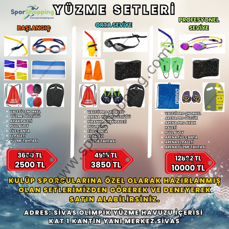 Yüzme Setleri – Başlangıç, Orta ve Profesyonel Seviye Sporcular İçin Eksiksiz Ekipman Paketleri