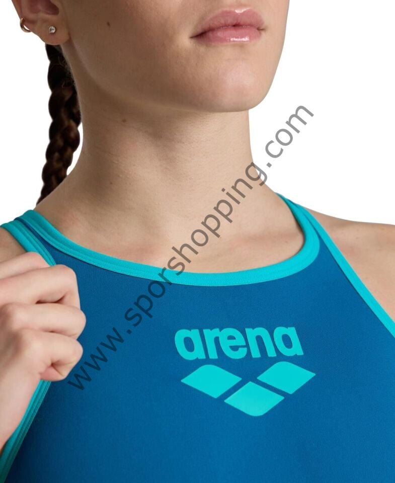 Arena One Biglogo Kadın Yüzücü Mayosu – Tek Parça Dikişsiz Tasarım, Mavi (001198655)