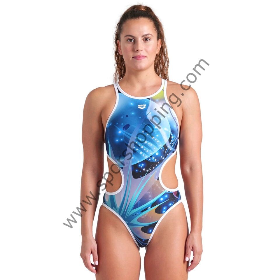 Arena One Print Swimsuit Tech Back Kadın Siyah Yüzücü Mayosu 008835150