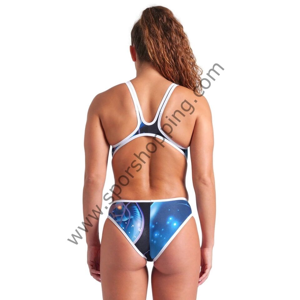 Arena One Print Swimsuit Tech Back Kadın Siyah Yüzücü Mayosu 008835150