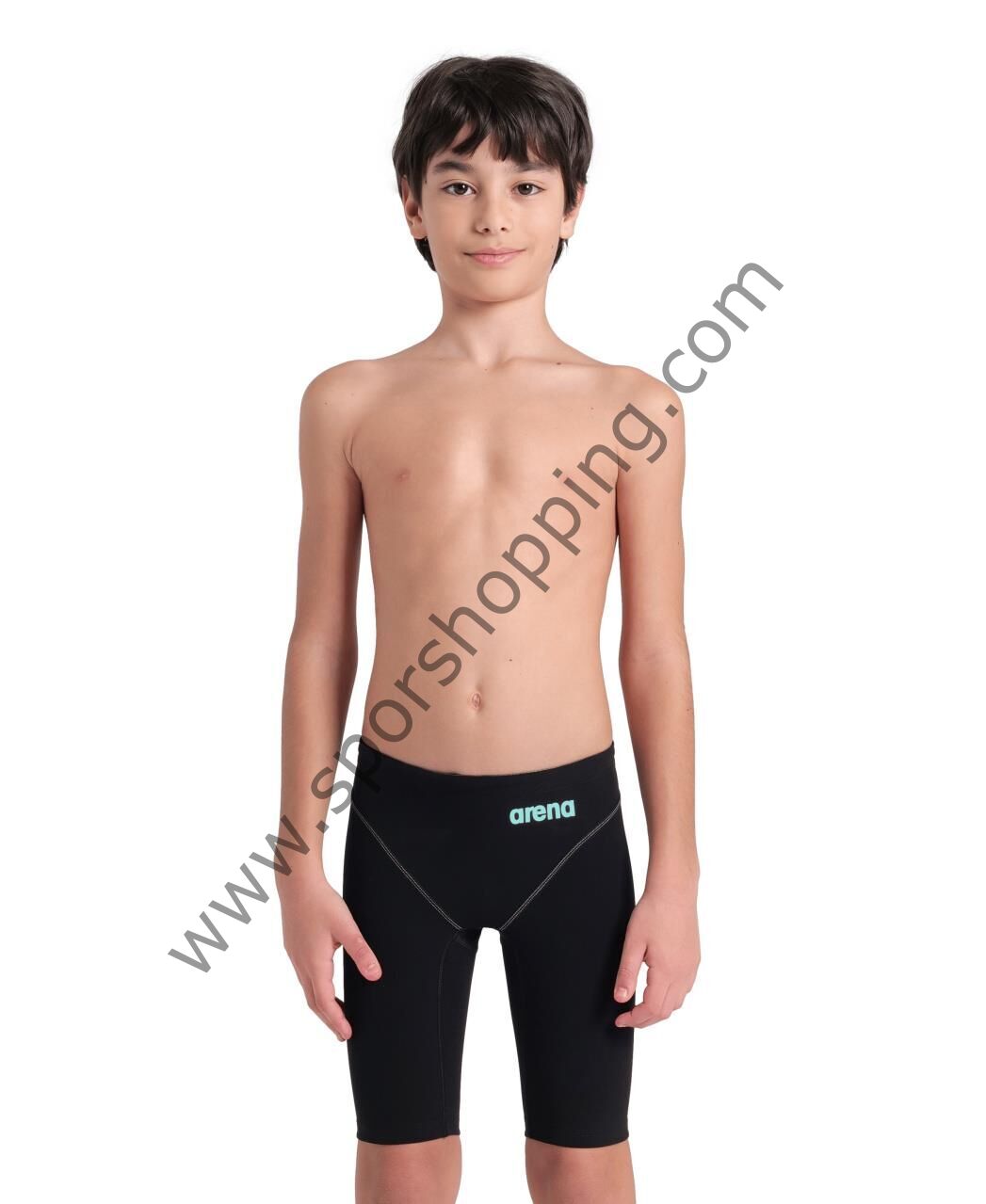 Arena B Powerskin Impulse Erkek Çocuk Yarış Mayosu – Siyah / Turkuaz Logo 008609100