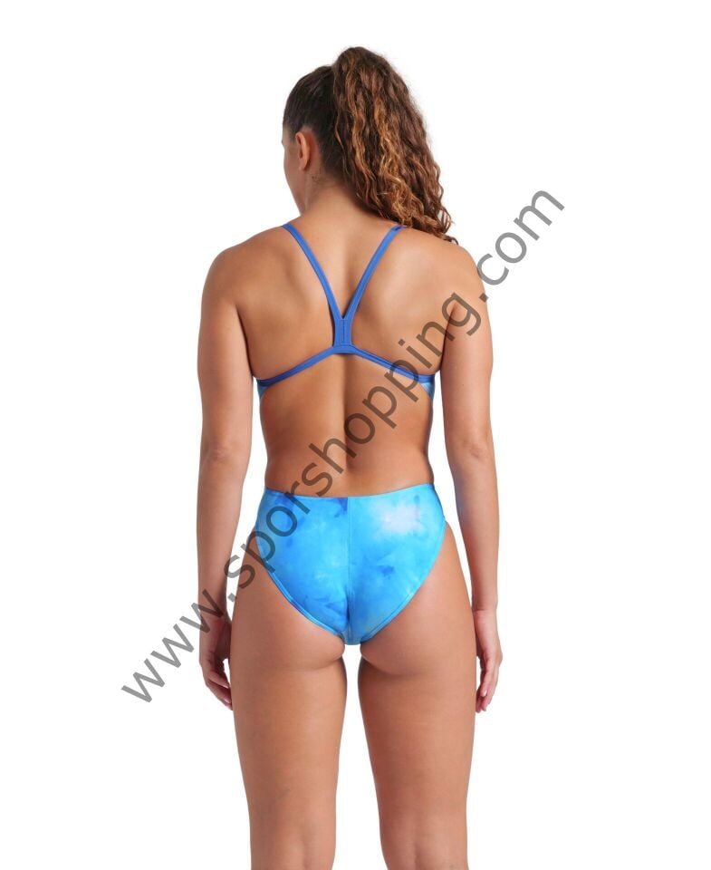 Arena Tie Dye Kadın Yüzücü Mayosu – Mavi Desenli  010023707