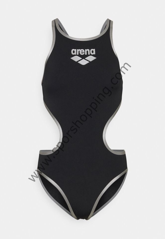 Arena One Biglogo One Piece Kadın Antrenman Mayosu – Siyah/Gri 001198611