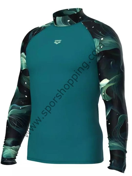 Arena Rash Vest Allover Uzun Kollu Güneş Koruyucu Erkek Üst – Yeşil / Siyah 010041651